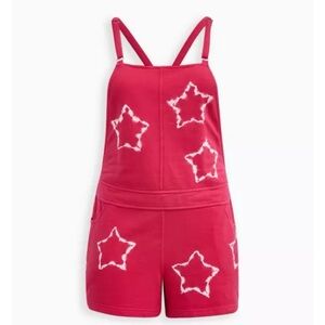 NEW Torrid 2 LoveSick Shortalls - French Terry Stars Pink